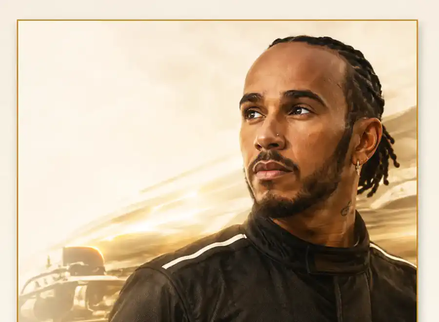 Lewis Hamilton UMATTR gold athlete spotlight artwork.