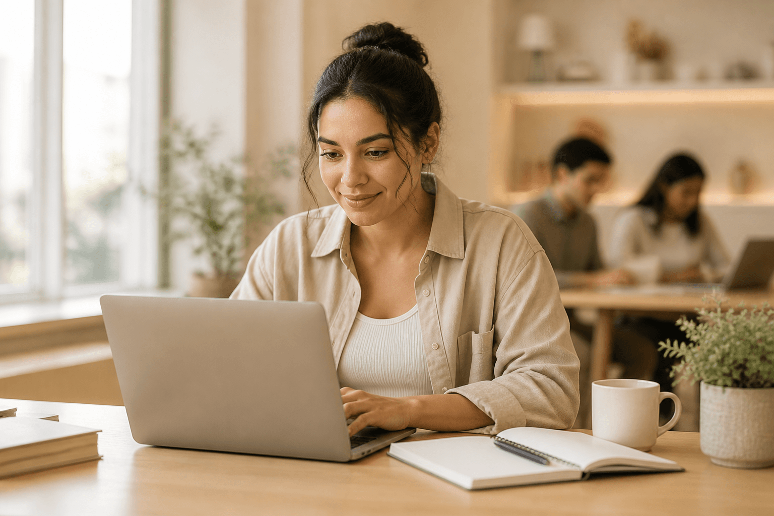 A beginner learner building practical AI literacy in a calm modern learning environment