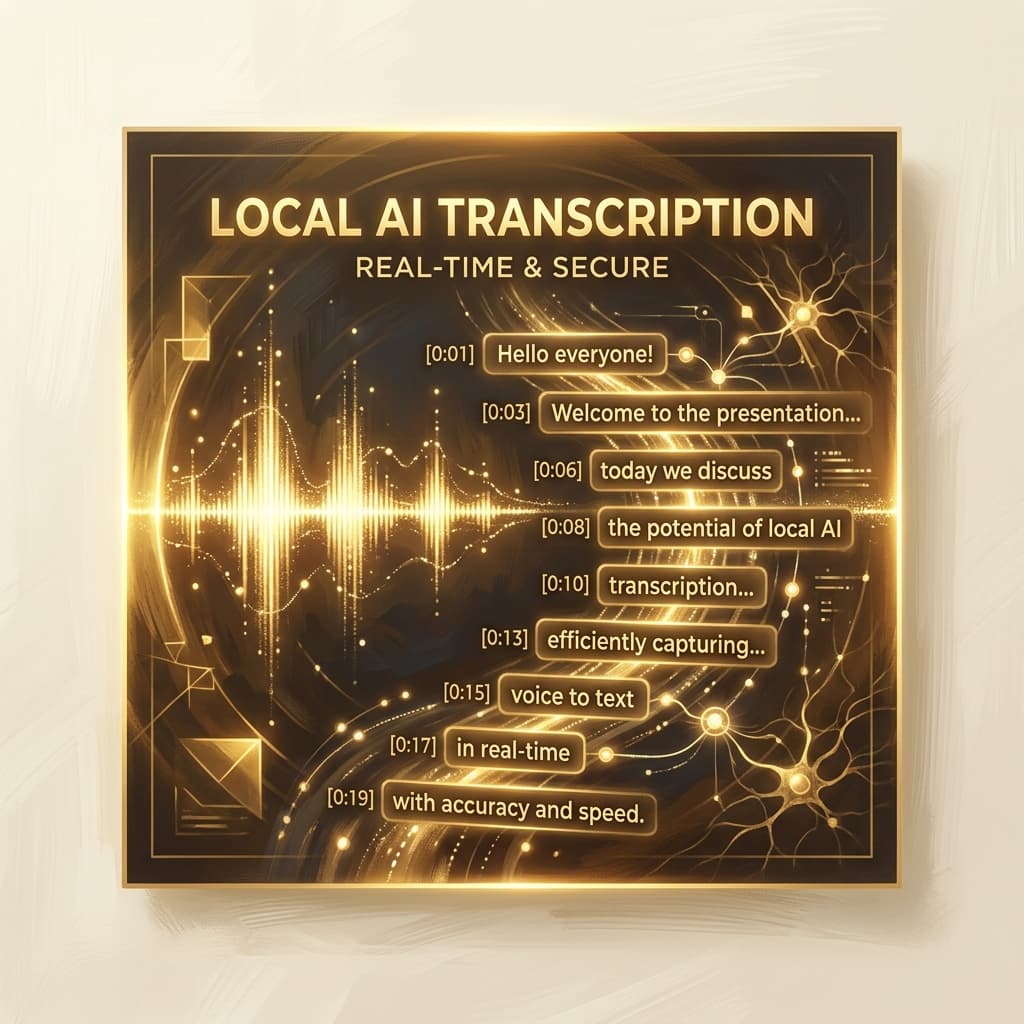 Local AI speech transcription waveform with timestamps