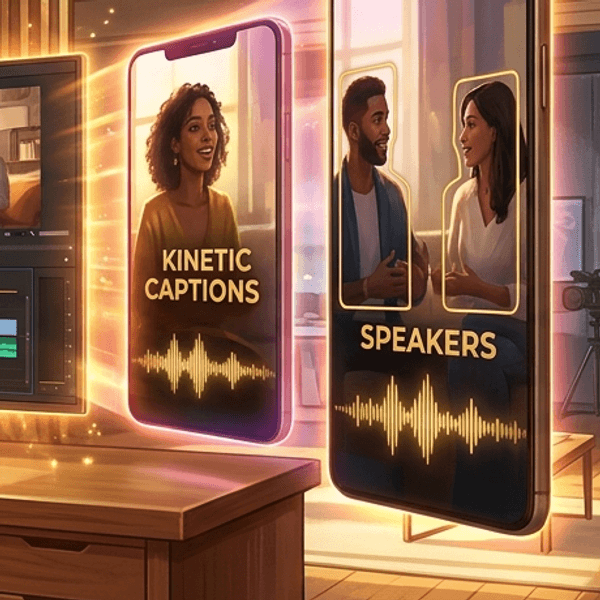 Kinetic animated captions and subtitle highlights on mobile screen